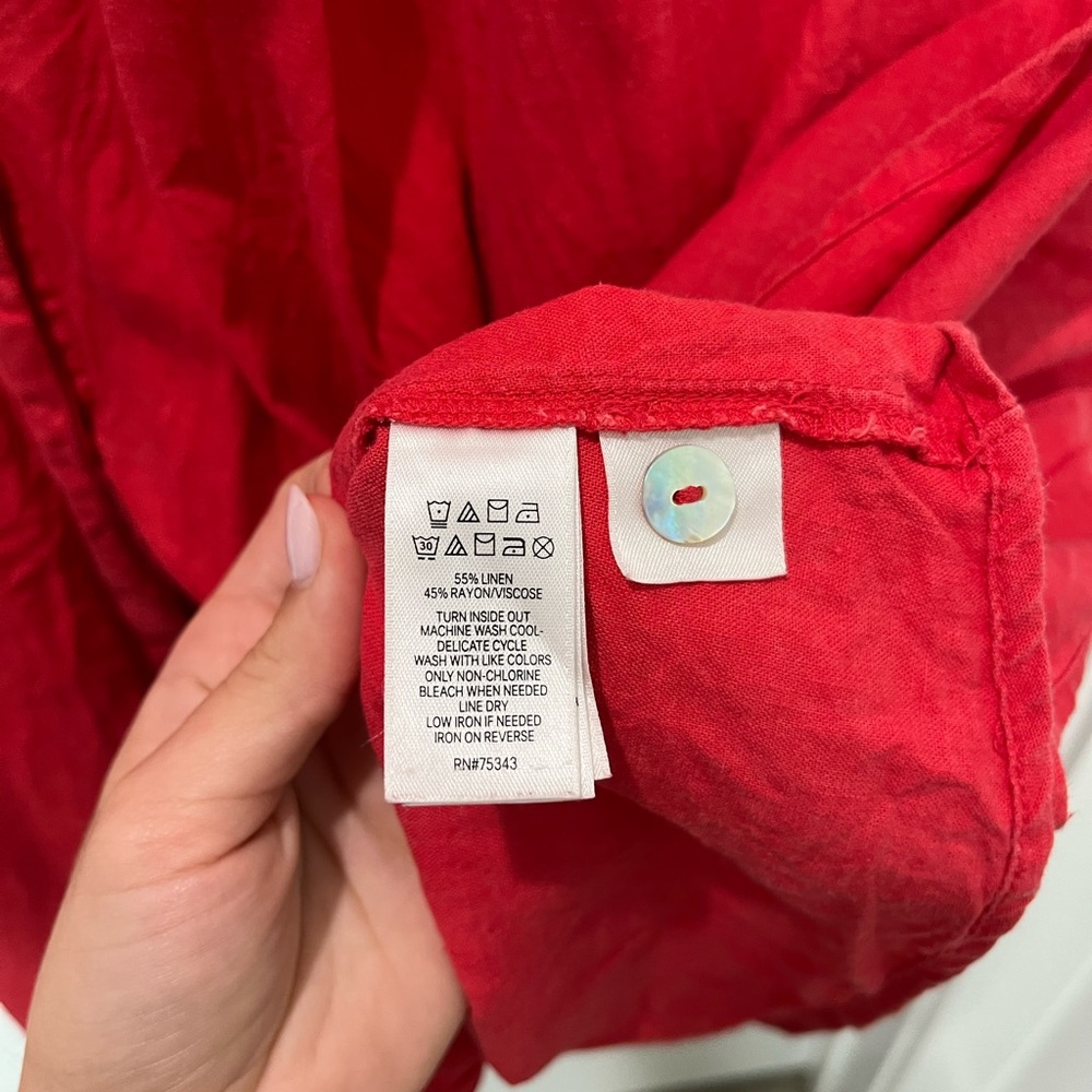 Joie Red Linen Blend Midi Dress - Picture 5 of 5